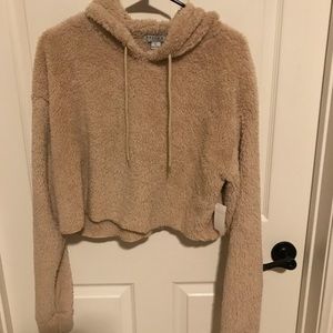 Tan beautiful hoodie crop sweater